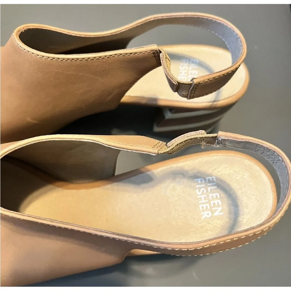 Eileen Fisher Tan Block Heel Slingbacks 8.5 B - Picture 4 of 6